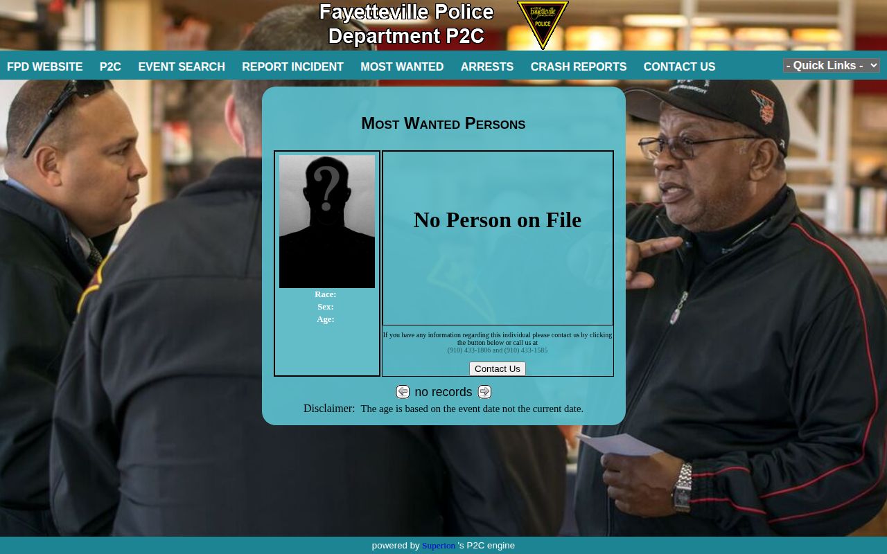 Fayetteville Police city most wanted interface in Lincoln County