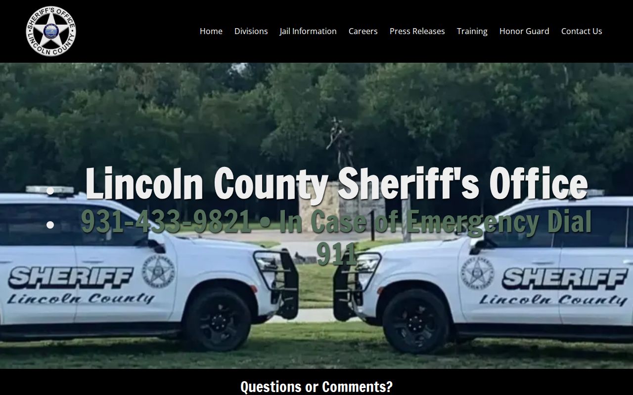 Lincoln County Sheriff contact information for arrest and jail record questions