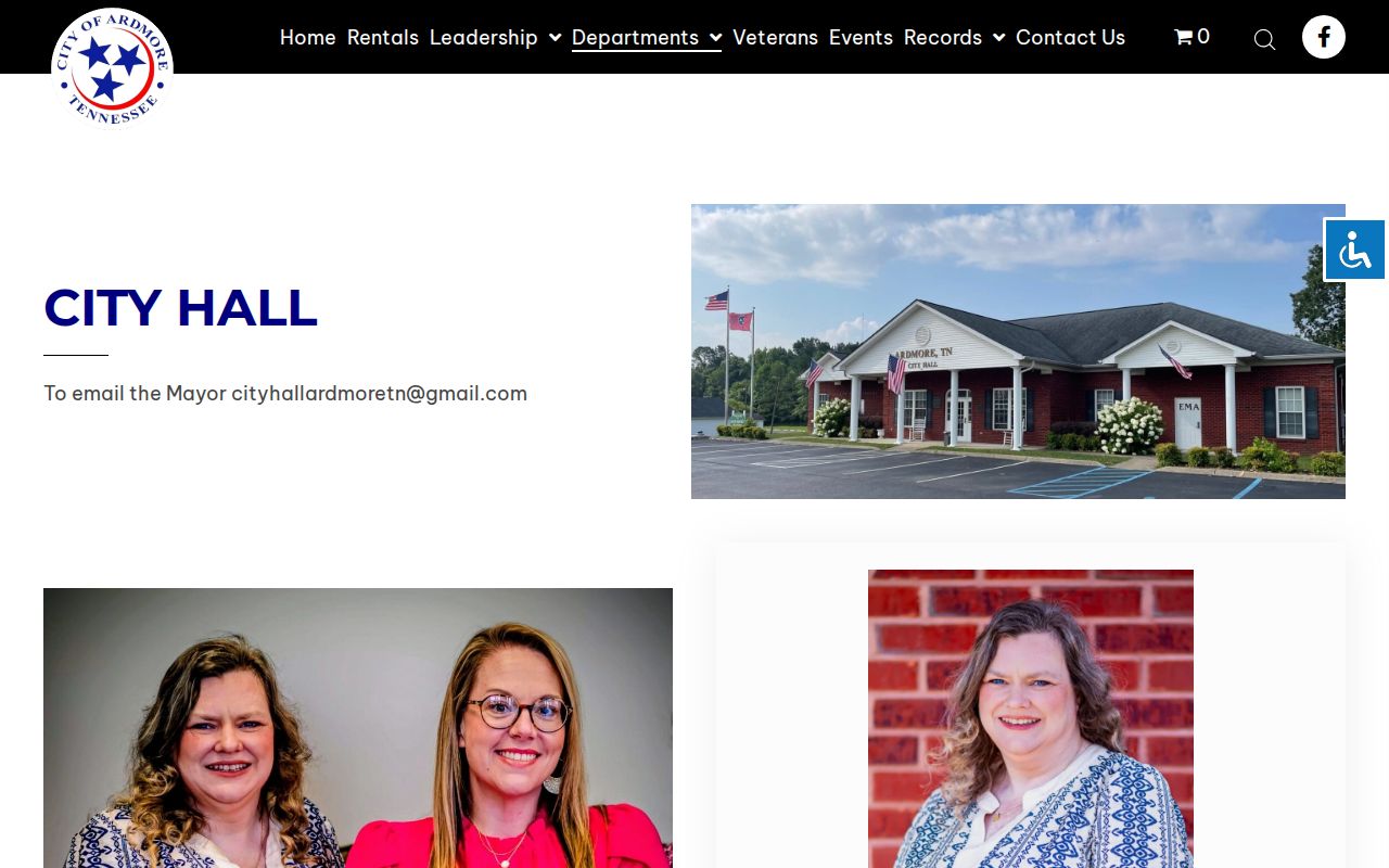 Ardmore Tennessee departments page used to route recent arrest questions