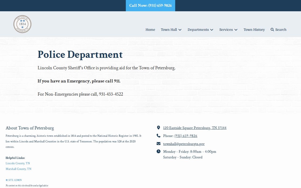 Petersburg police page describing Lincoln County Sheriff aid for recent arrests